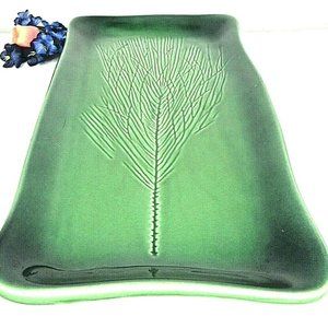 Kay Wayne Pottery Serving Tray Platter Green Pine